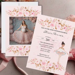 Schattige Modern Little Ballerina Photo Baby showe Kaart