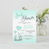 Schattige Modern MINT Mama Olifant & Baby shower Kaart (Staand voorkant)