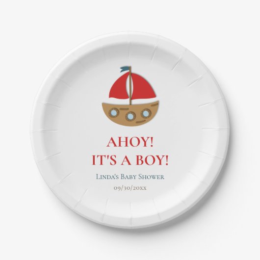 Schattige Modern Nautical Boy Baby shower Papieren Bordje (Voorkant)