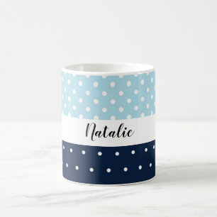 Schattige Modern Navy Blue Monogrammed Koffiemok