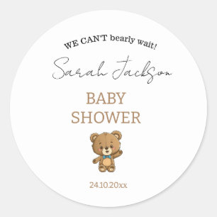 Schattige modern neutraal wit teddybeer Baby showe Ronde Sticker