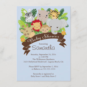 Schattige Modern Oerwoud Safari Dieren Baby shower Kaart