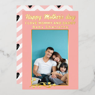 Schattige Modern Photo golden lijst Happy Mothers Folie Feestdagenkaart
