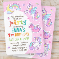 Schattige Modern Rainbow Unicorns Kind Verjaardags