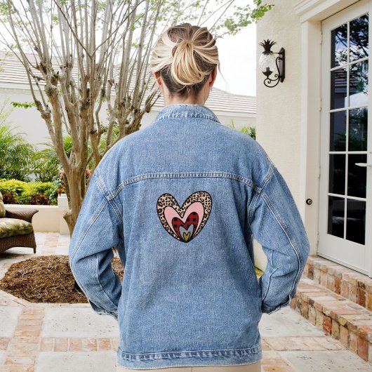 Schattige Modern Rood Hart Gelukkig Valentijnsdag Denim Jacket