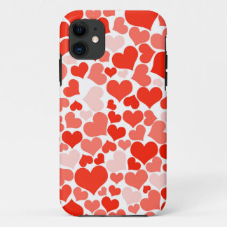 Schattige modern rood hartpatroon iPhone 11 hoesje