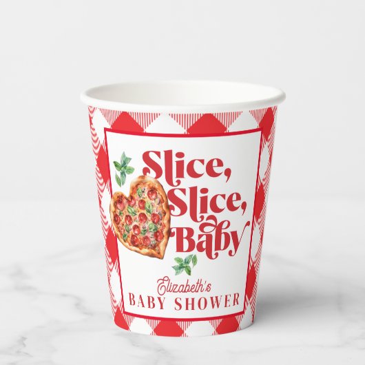 Schattige Modern Rood Wit Slice Baby shower Papieren Bekers (Achterkant)