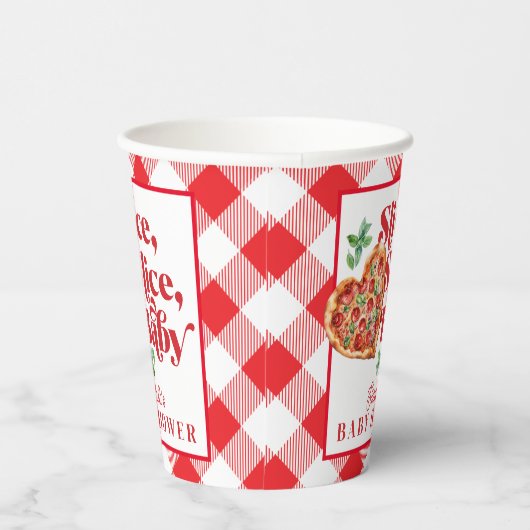 Schattige Modern Rood Wit Slice Baby shower Papieren Bekers (Rechts)