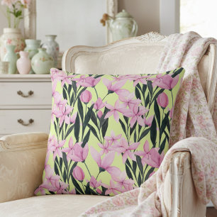 Schattige modern roze en geel bloemenpatroon kussen