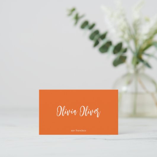 Schattige Modern Roze Oranje Script Kalligrafie Br Visitekaartje (Staand voorkant)