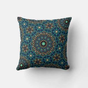 Schattige Modern Stijlvol Blauwgroen en Goud Manda Kussen