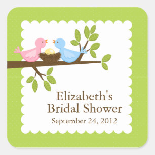Schattige & Modern Vogelnestneutraal Baby shower Vierkante Sticker