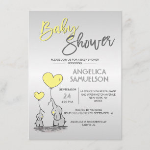 Schattige Modern YELLOW Mama Olifant & Baby shower Kaart