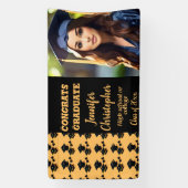 Schattige Modern Zwart & Geel Script foto Afstuder Spandoek (Verticaal)