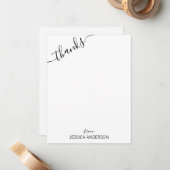 Schattige modern zwart grijs script schuine Bedank Notitiekaartje (Voorkant / Achterkant in situ)