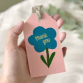 Schattige moderne bloem blauw en roze dank je cadeaulabel