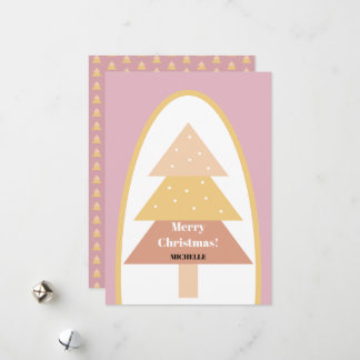 Schattige Moderne Blush Kerstboom Feestdagenkaart