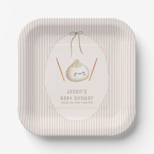Schattige Moderne Boog Aziatische Dumpling Baby Sh Papieren Bordje