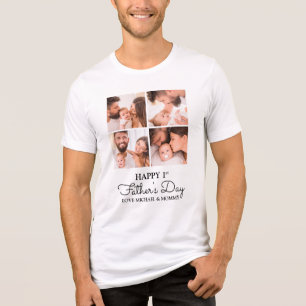 Schattige Moderne Collage Gelukkige Eerste Vaderda Tri-Blend Shirt