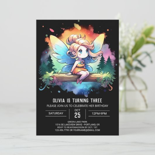 Schattige moderne feeënverjaardag kaart (Staand voorkant)