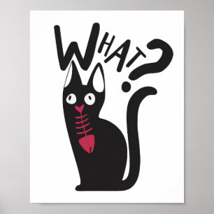 Schattige moderne grappige grap cartoon zwarte kat poster