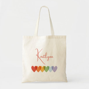 Schattige Moderne Kleurrijke Regenboog Harten Kind Tote Bag