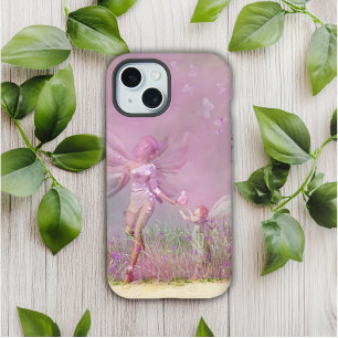 Schattige Moderne Meisjesachtige Roze Vlinder Feeë iPhone 15 Hoesje