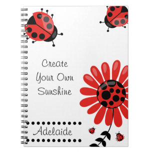 Schattige moderne rode lieveheersbeestje gepersona notitieboek