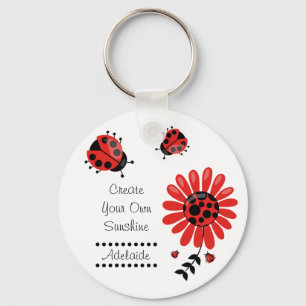 Schattige moderne rode lieveheersbeestje gepersona sleutelhanger