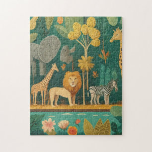 Schattige moderne waterverf wilde dieren kleine vi legpuzzel