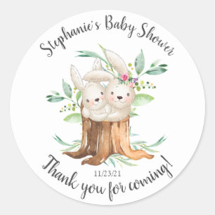 Schattige Moeder & Baby Bunny Baby shower Favor Ronde Sticker