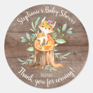 Schattige Moeder & Baby Fox Baby shower Favor Ronde Sticker
