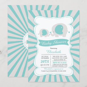 Schattige Moeder Baby Olifant Boys Baby shower Kaart