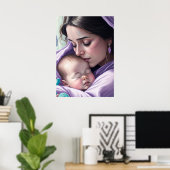 Schattige Moeder en Baby Koesteren Memento Wall Ar Poster (Thuiskantoor)