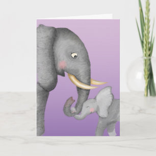 Schattige moeder en baby olifant Moederdag kaart