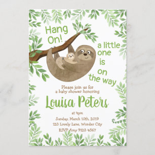 Schattige moeder en Baby Sloth Baby shower Kaart