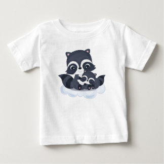 Schattige moeder en baby wasbeer cartoon