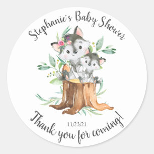 Schattige moeder en Baby Wolf Baby shower Favor Ronde Sticker