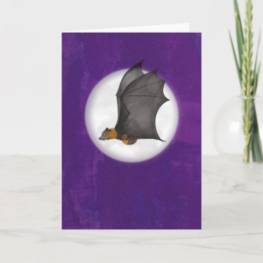 Schattige moeder en babyvleermuis in een nachtheme kaart (Voorkant)