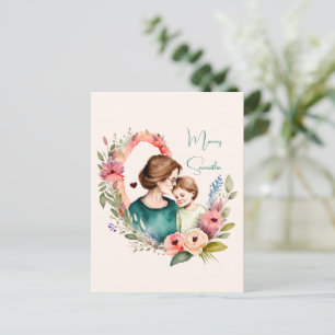 Schattige moeder en dochter Bond - Bloemen Lijst ( Briefkaart