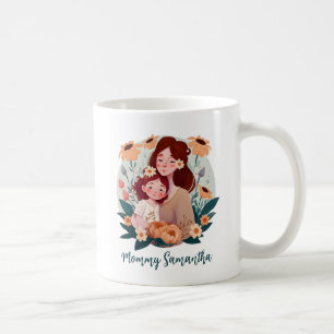 Schattige moeder en dochter Bond - Bloemen Lijst ( Koffiemok