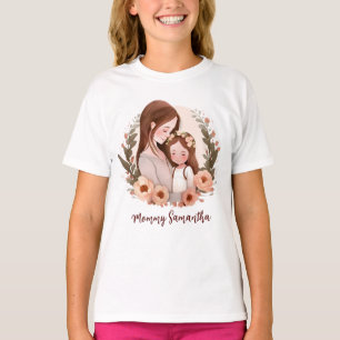 Schattige moeder en dochter Bond - Bloemen Lijst T-shirt