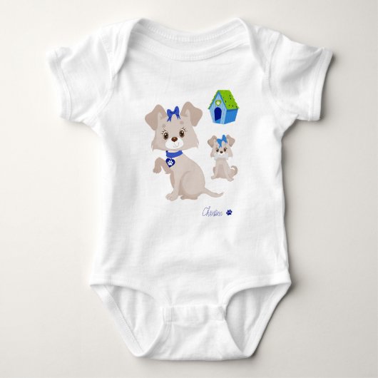 Schattige Moeder Hond met Puppy Romper (Voorkant)