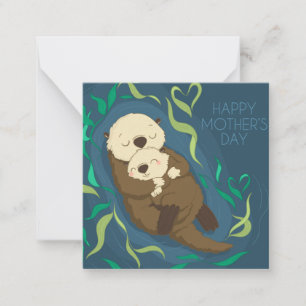 Schattige Moederdag Otters Notitiekaartje