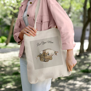 Schattige moederkat verzorgt haar kleine katjes tote bag