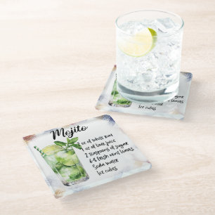 Schattige Mojito cocktailrecept Glazen Onderzetter