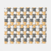 Schattige Mollige Kat Doodle Fleece Deken (Voorkant (Horizontaal))