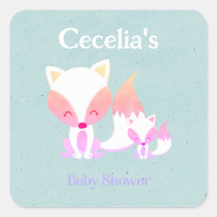 Schattige Momma Fox en Baby Fox Baby shower Custom Vierkante Sticker