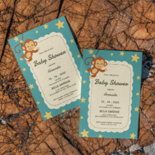Schattige Monkey Baby shower Invitation Kaart
