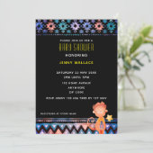 Schattige Monkey Baby shower Zwarte achtergrond Kaart (Staand voorkant)